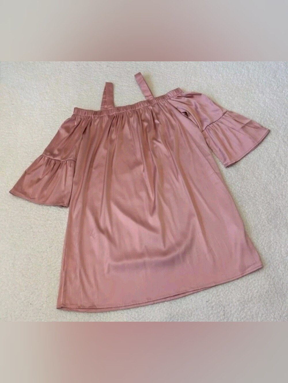 Pink Sateen Dress Lg Cold Shoulder Romantic Fantasy Cosplay Fairycore